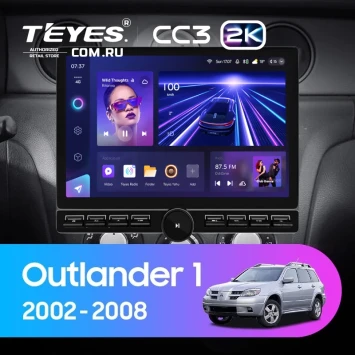 Штатная магнитола Teyes CC3 2K 6/128 Mitsubishi Outlander 1 (2002-2008) F2 (13" с кнопками)