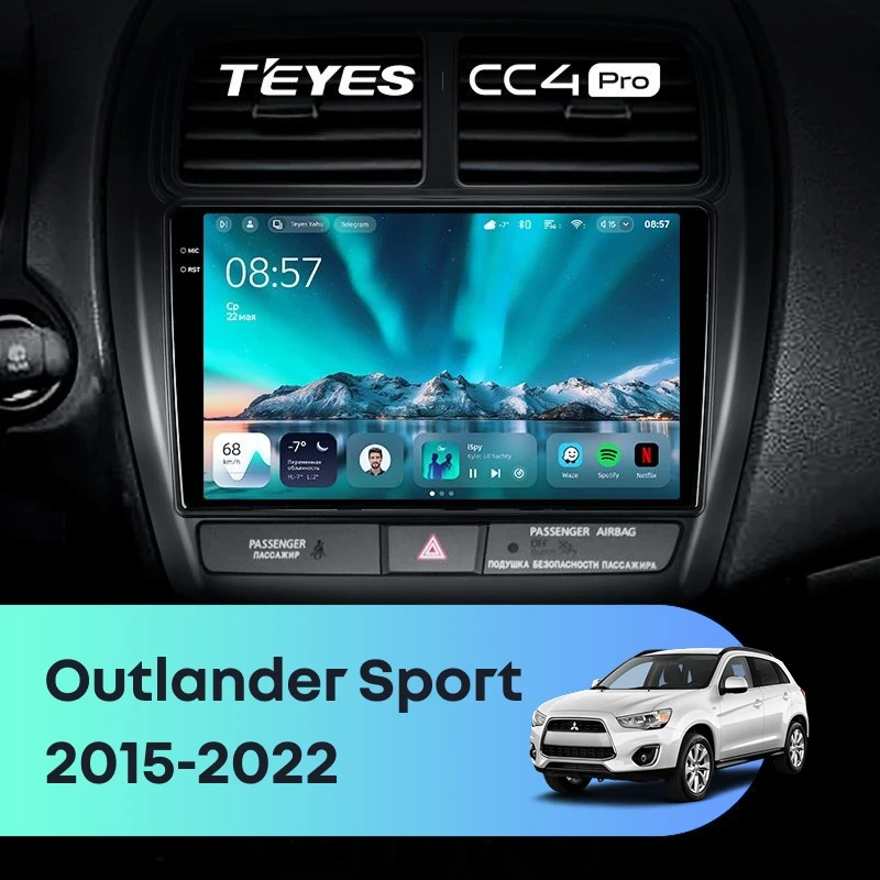 Штатная магнитола Teyes CC4 Pro 12/256 Mitsubishi Outlander Sport (2015-2026) Тип-B