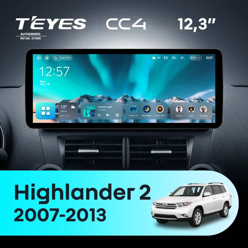 Штатная магнитола Teyes CC4 12.3" 6/64 Toyota Highlander 2 XU40 (2007-2013)