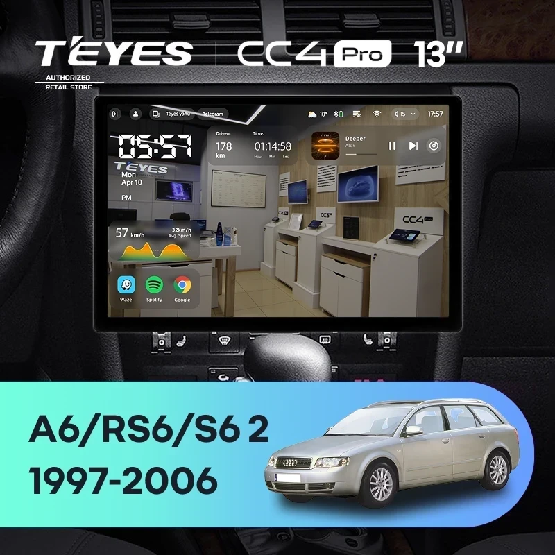 Штатная магнитола Teyes CC4 Pro 12/256 Audi A6 2 (1997-2004) (13")