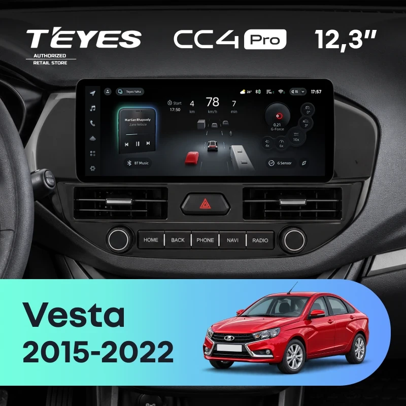 Штатная магнитола Teyes CC4 Pro 12.3" 12/256 Lada Vesta (2015-2022) Тип-A