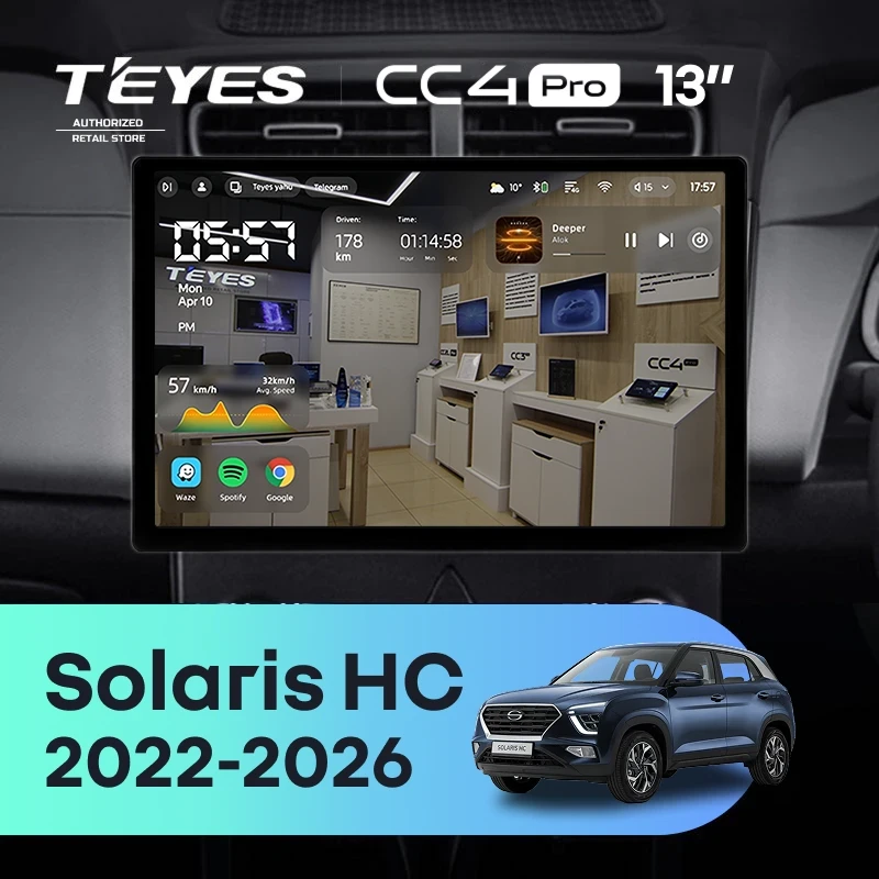 Штатная магнитола Teyes CC4 Pro 8/128 Solaris HC (2022-2026) (глянец) F2 (13")
