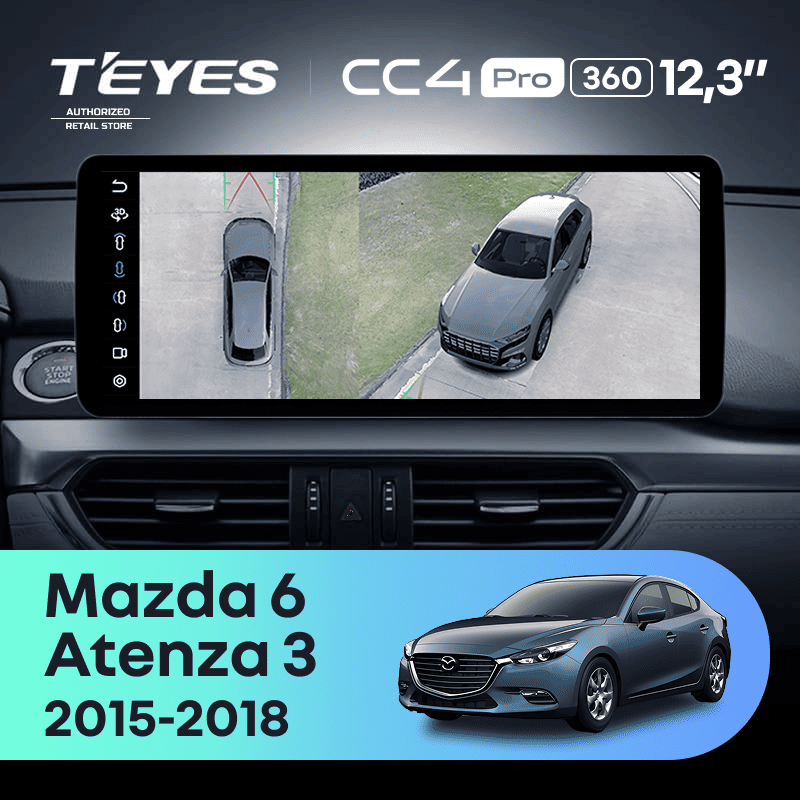 Штатная магнитола Teyes CC4 Pro 12.3" 360 8/128 Mazda Atenza 3 (2015-2018) Тип-B Правый руль