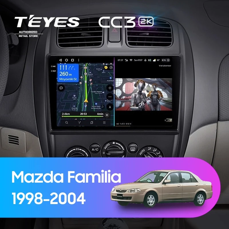 Штатная магнитола Teyes CC3 2K 6/128 Mazda Familia (BJ) (1998-2004)