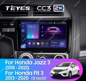 Штатная магнитола Teyes CC3 2K 360 6/128 Honda Fit 3 GP GK (2013-2020) Тип-B