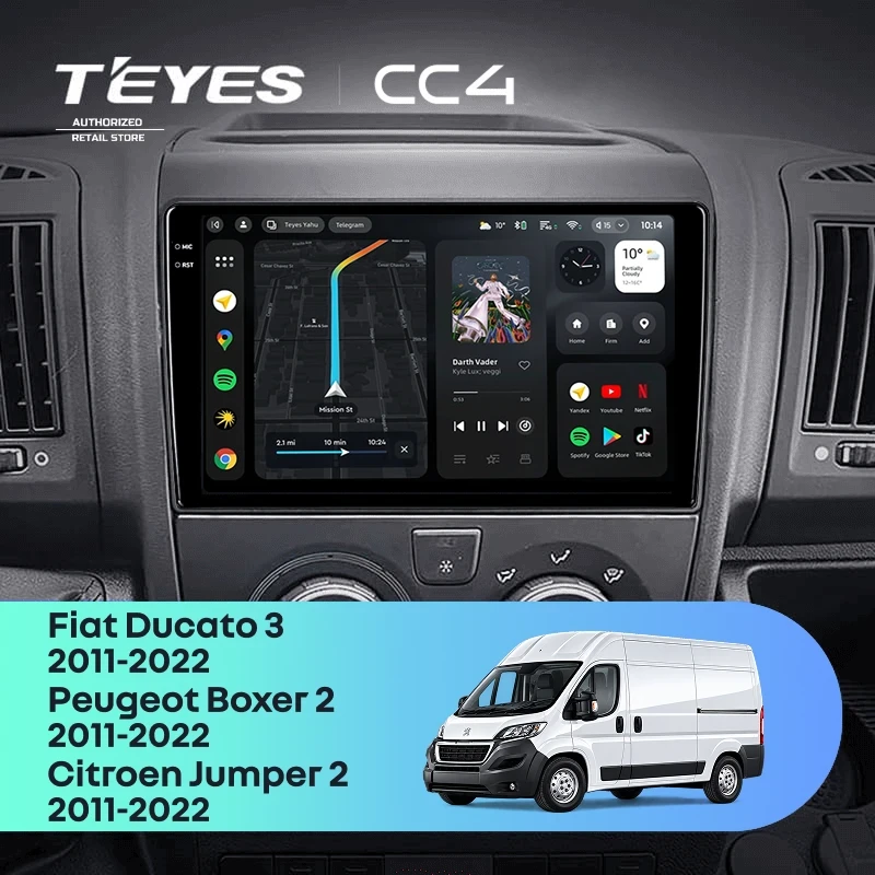 Штатная магнитола Teyes CC4 6/64 Peugeot Boxer 2 (2011-2022) Тип-B (0din)