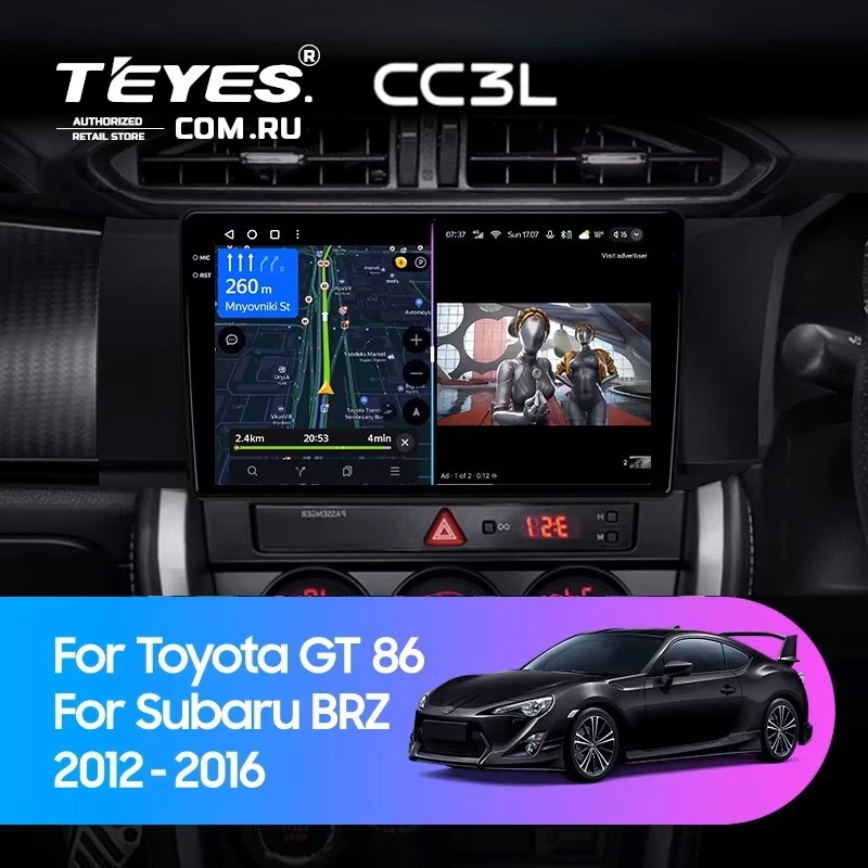 Штатная магнитола Teyes CC3L 4/32 Subaru BRZ (2012-2016) Правый руль