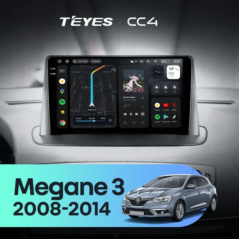 Штатная магнитола Teyes CC4 8/128 Renault Megane 3 (2008-2014)