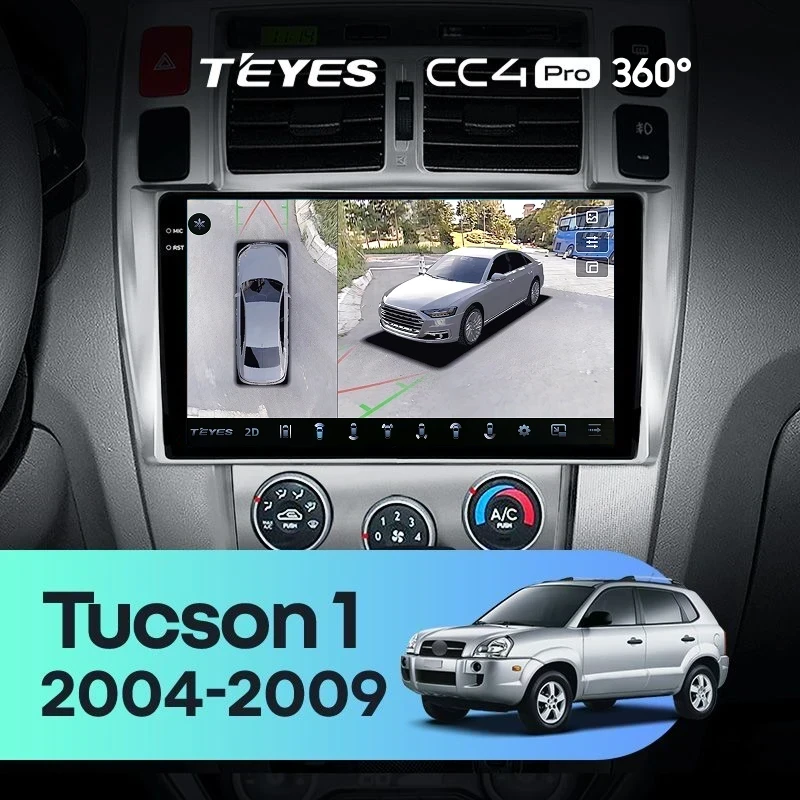 Штатная магнитола Teyes CC4 Pro 360 12/256 Hyundai Tucson 1 (2004-2009) F1