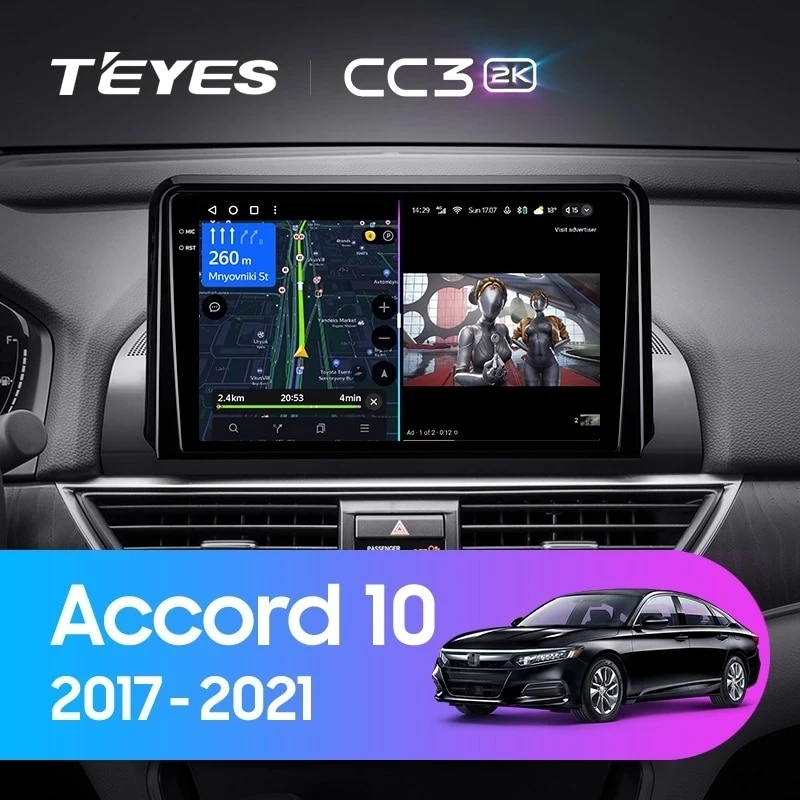 Штатная магнитола Teyes CC3 2K 4/64 Honda Accord 10 CV (2017-2021) Тип-A