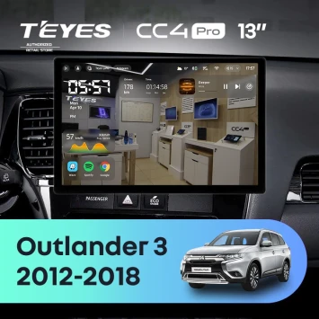 Штатная магнитола Teyes CC4 Pro 12/256 Mitsubishi Outlander 3 GF0W GG0W (2012-2018) Тип-B (13")