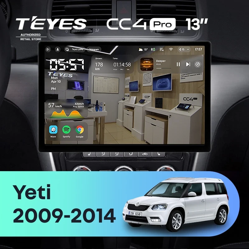 Штатная магнитола Teyes CC4 Pro 12/256 Skoda Yeti 5L (2009-2014) (13") (10 inch Universal)