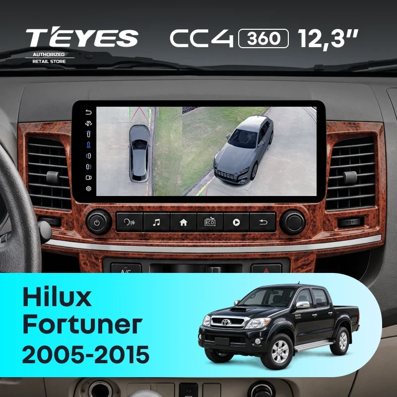 Штатная магнитола Teyes CC4 12.3" 360 8/128 Toyota Fortuner (2008-2015) (с конд., без кнопок на руле)