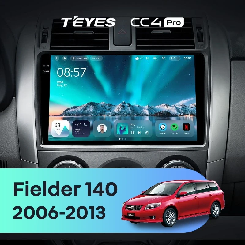 Штатная магнитола Teyes CC4 Pro 8/128 Toyota Corolla Fielder 140 (2006-2013) Тип-B