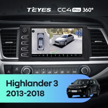 Штатная магнитола Teyes CC4 Pro 360 8/128 Toyota Highlander 3 XU50 (2013-2018) F2 с кнопками