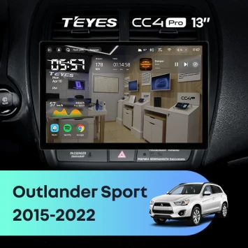 Штатная магнитола Teyes CC4 Pro 12/256 Mitsubishi Outlander Sport (2015-2026) Тип-A (13")