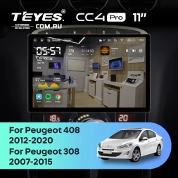 Штатная магнитола Teyes CC4 Pro 12/256 Peugeot 408 1 T7 (2012-2020) (11") (Серая)