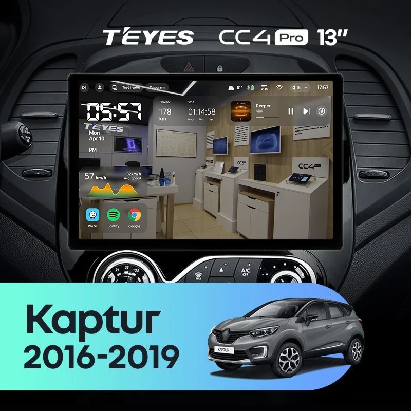 Штатная магнитола Teyes CC4 Pro 8/128 Renault Kaptur (2016-2019) F1 (13")