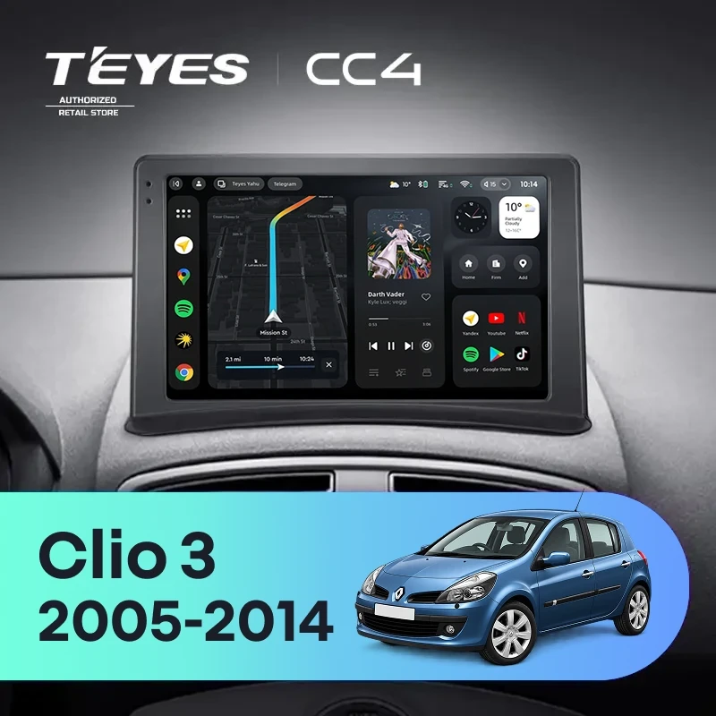 Штатная магнитола Teyes CC4 6/64 Renault Clio 3 (2005-2014) (0din)