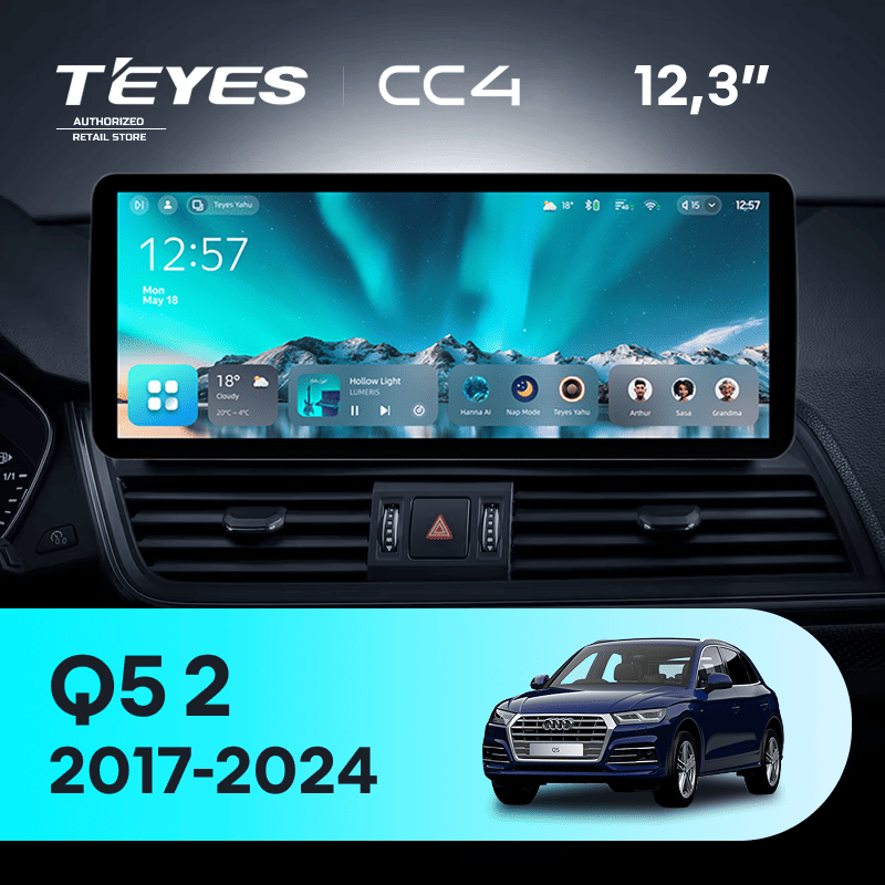 Штатная магнитола Teyes CC4 12.3" 8/128 Audi Q5 2 FY (2017-2024)