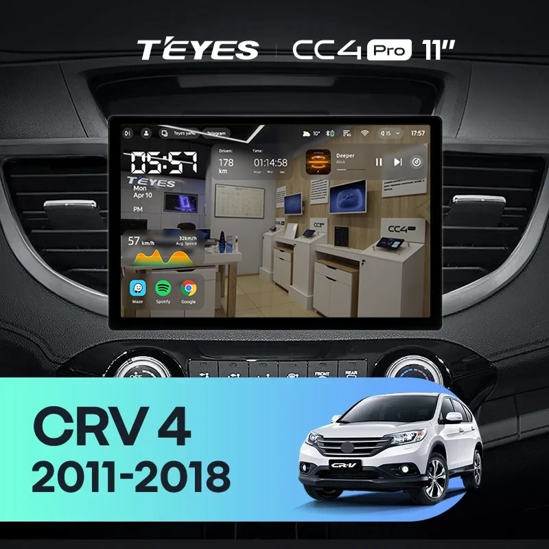 Штатная магнитола Teyes CC4 Pro 12/256 Honda CR-V 4 RM RE (2011-2018) Тип-B (11") 9 inch