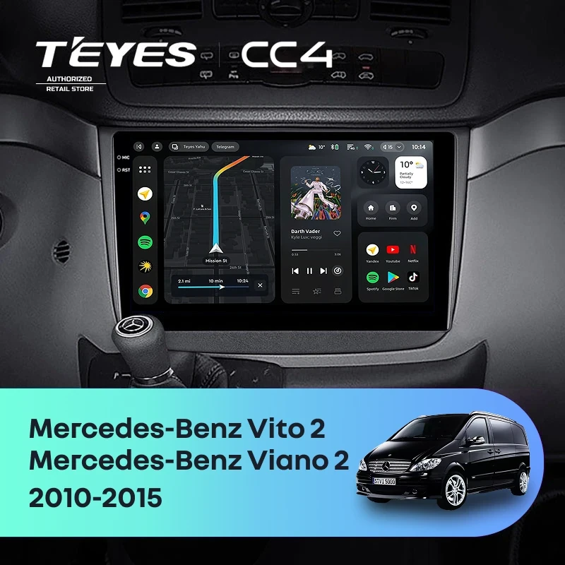 Штатная магнитола Teyes CC4 Pro 360 8/128 Mercedes-Benz Vito W639 (2010-2015) (11")