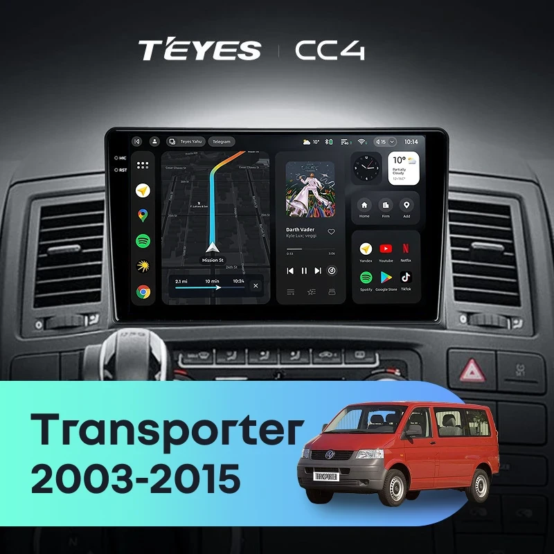 Штатная магнитола Teyes CC4 8/128 Volkswagen Transporter T5 (2003-2015)