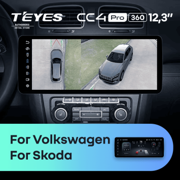 Штатная магнитола Teyes CC4 Pro 12.3" 360 8/128 Volkswagen Bora (2008-2012)