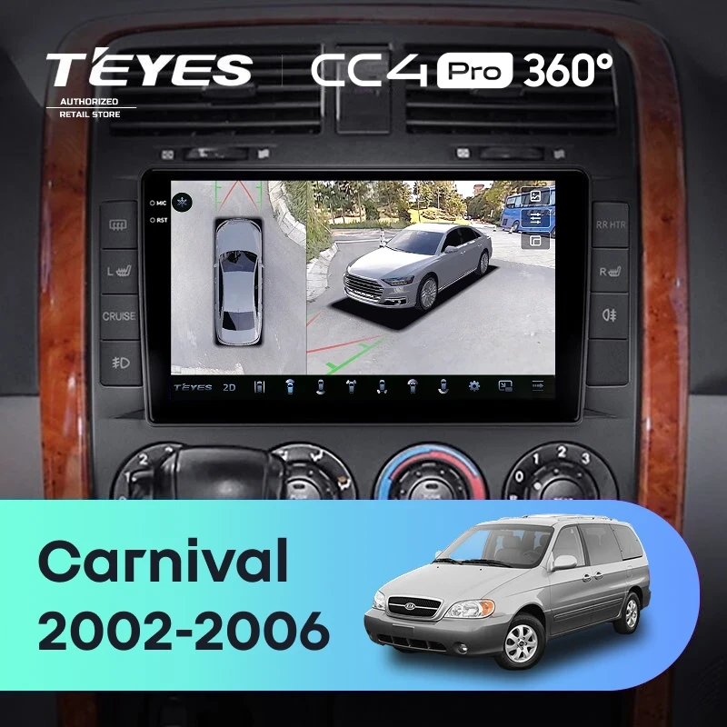 Штатная магнитола Teyes CC4 Pro 360 8/128 Kia Carnival UP GQ (2002-2006)