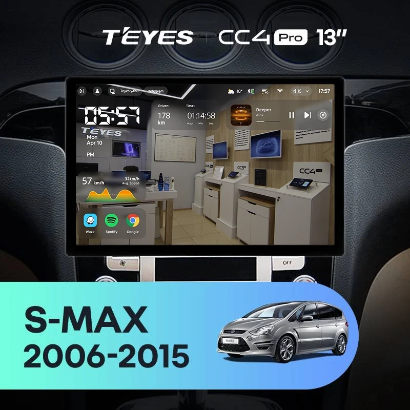 Штатная магнитола Teyes CC4 Pro 12/256 Ford S-MAX (2006-2015) F2 (13")