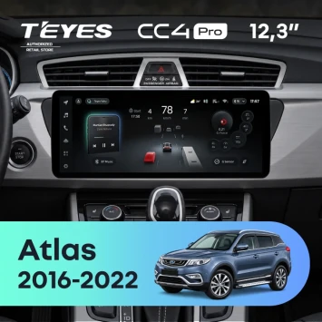 Штатная магнитола Teyes CC4 Pro 12.3" 8/128 Geely Atlas NL-3 (2016-2022) Тип-A