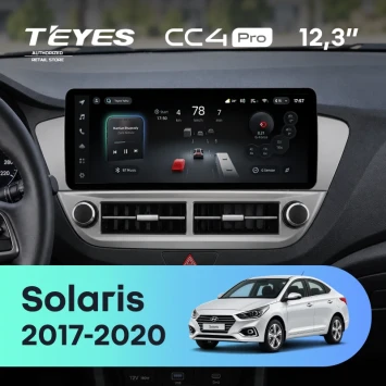 Штатная магнитола Teyes CC4 Pro 12.3" 8/128 Hyundai Solaris 2 (2017-2020) Тип-A