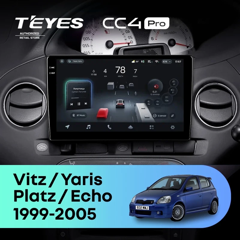 Штатная магнитола Teyes CC4 Pro 8/128 Toyota Echo (1999-2005) F2