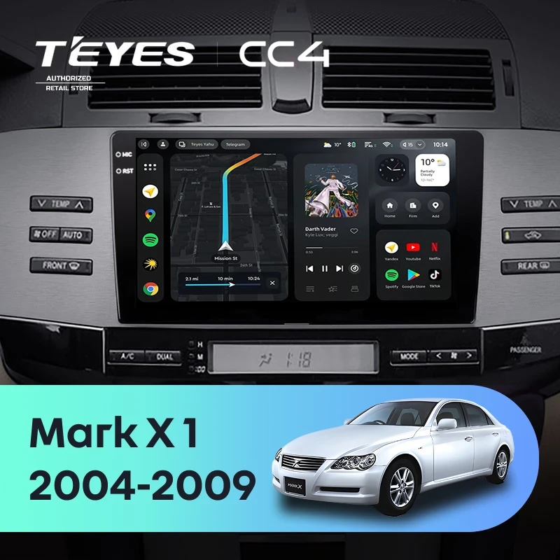 Штатная магнитола Teyes CC4 8/128 Toyota Mark X 1 X120 (2004-2009)