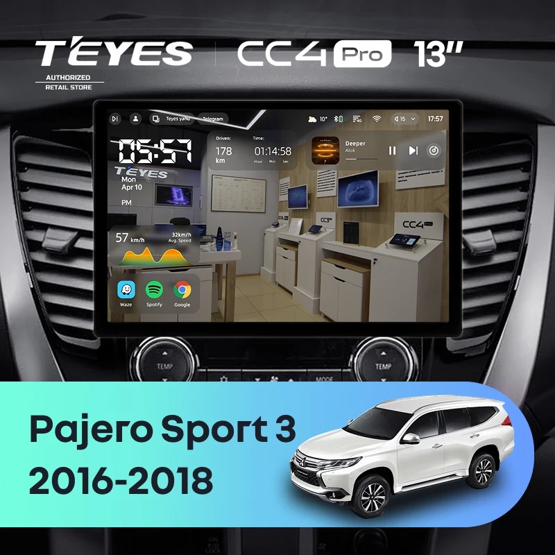 Штатная магнитола Teyes CC4 Pro 12/256 Mitsubishi Pajero Sport 3 (2016-2018) (13")