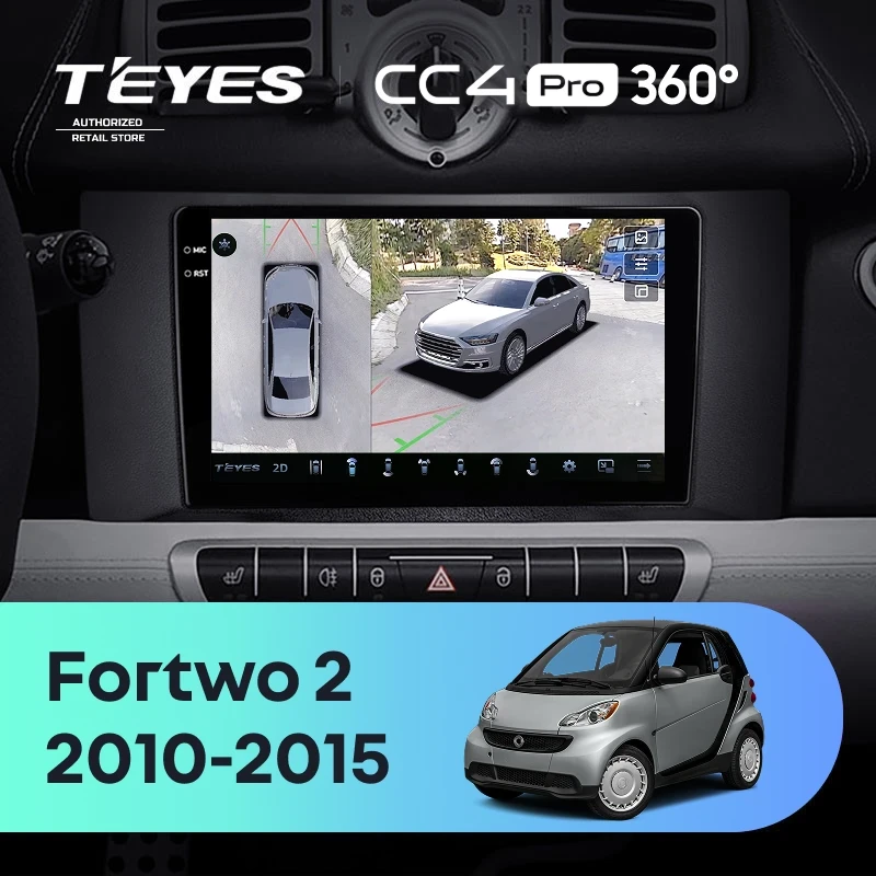 Штатная магнитола Teyes CC4 Pro 360 8/128 Mercedes-Benz Smart Fortwo 2 (2010-2015) F1