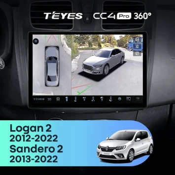 Штатная магнитола Teyes CC4 Pro 360 8/128 Renault Sandero 2 (2013-2022) F1 (13")