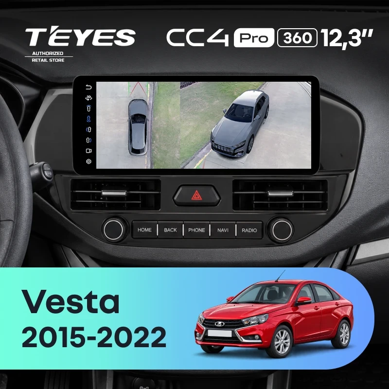 Штатная магнитола Teyes CC4 Pro 12.3" 360 8/128 Lada Vesta (2015-2022) Тип-B