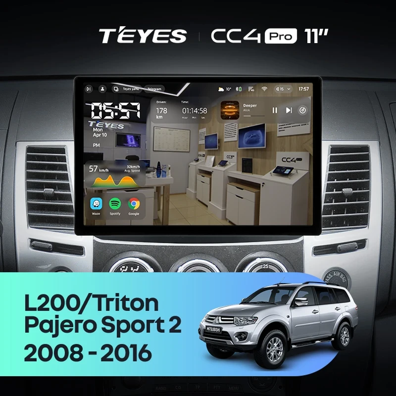 Штатная магнитола Teyes CC4 Pro 12/256 Mitsubishi Pajero Sport 2 (2008-2016) (11")