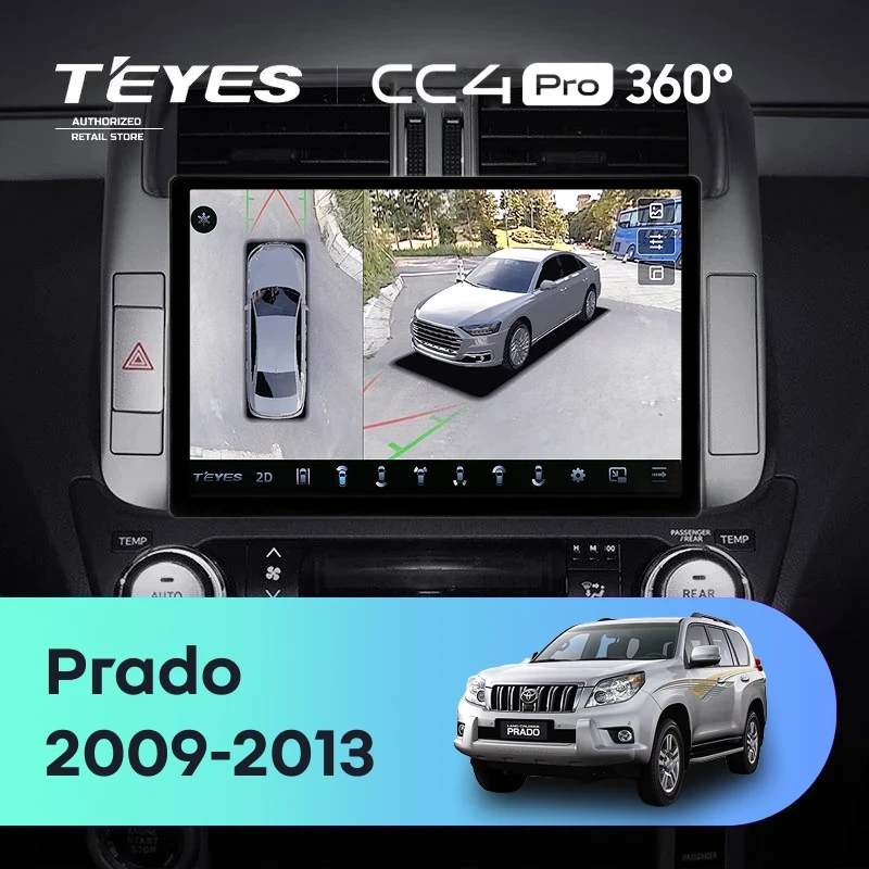 Штатная магнитола Teyes CC4 Pro 360 8/128 Toyota Land Cruiser Prado 150 (2009-2013) F1 Тип-AB (11")