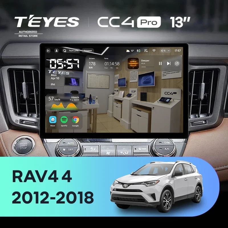 Штатная магнитола Teyes CC4 Pro 12/256 Toyota RAV4 4 XA40 5 XA50 (2012-2018) (13")