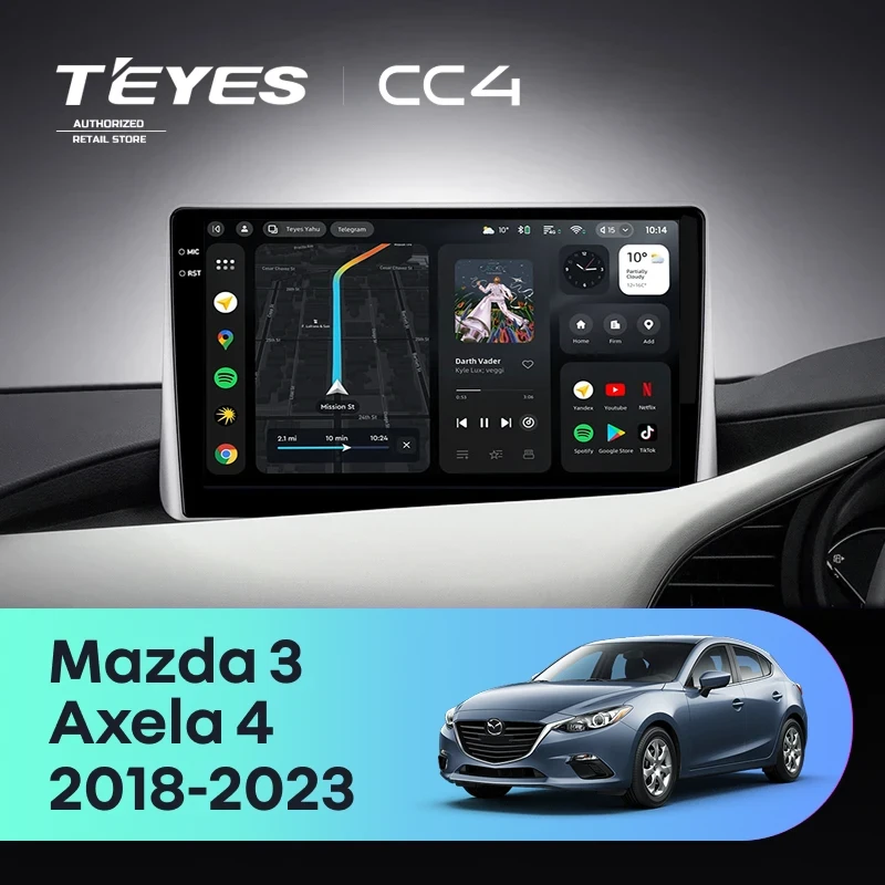 Штатная магнитола Teyes CC4 8/128 Mazda Axela 4 (2018-2023) (0din) Правый руль