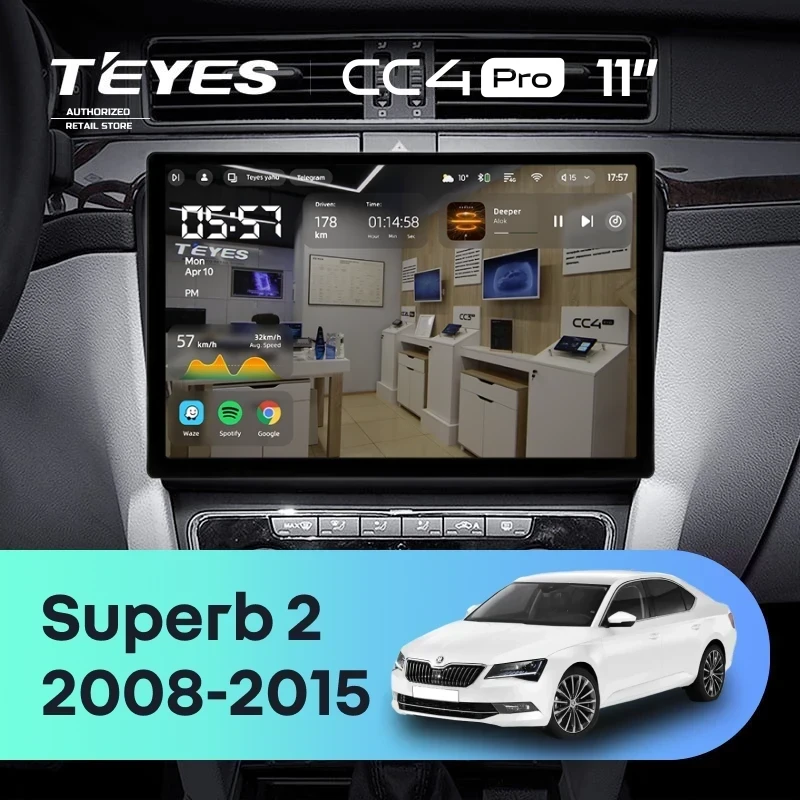 Штатная магнитола Teyes CC4 Pro 8/128 Skoda Superb 2 B6 (2008-2015) (11")