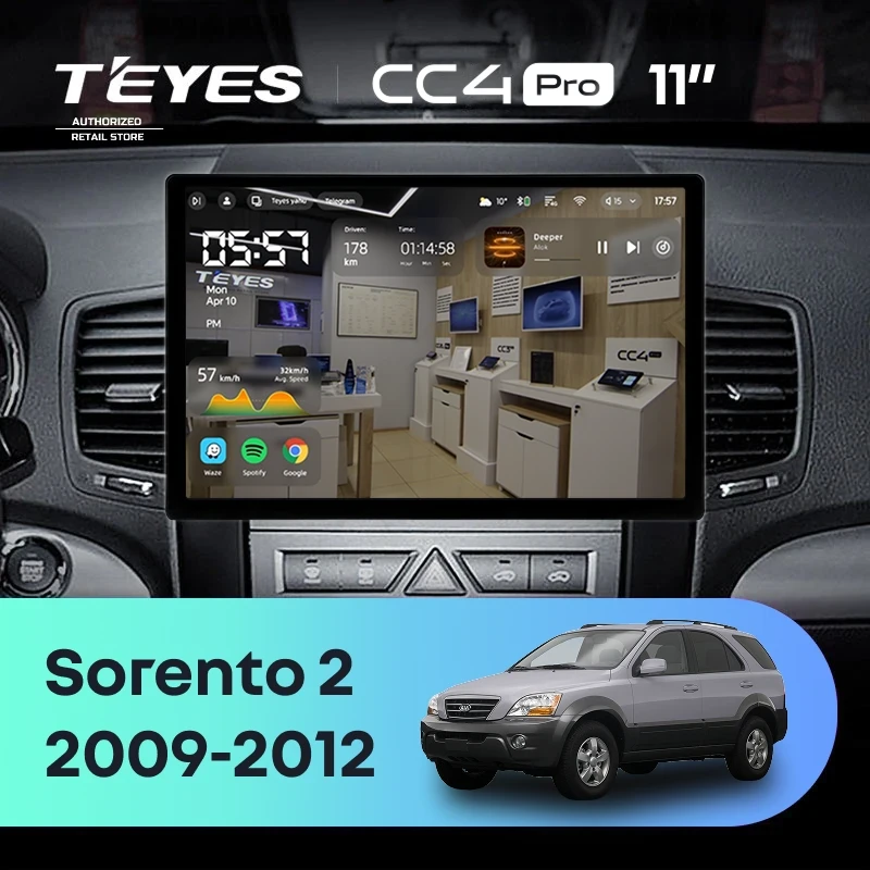 Штатная магнитола Teyes CC4 Pro 8/128 Kia Sorento 2 XM (2009-2012) Тип-B (11")
