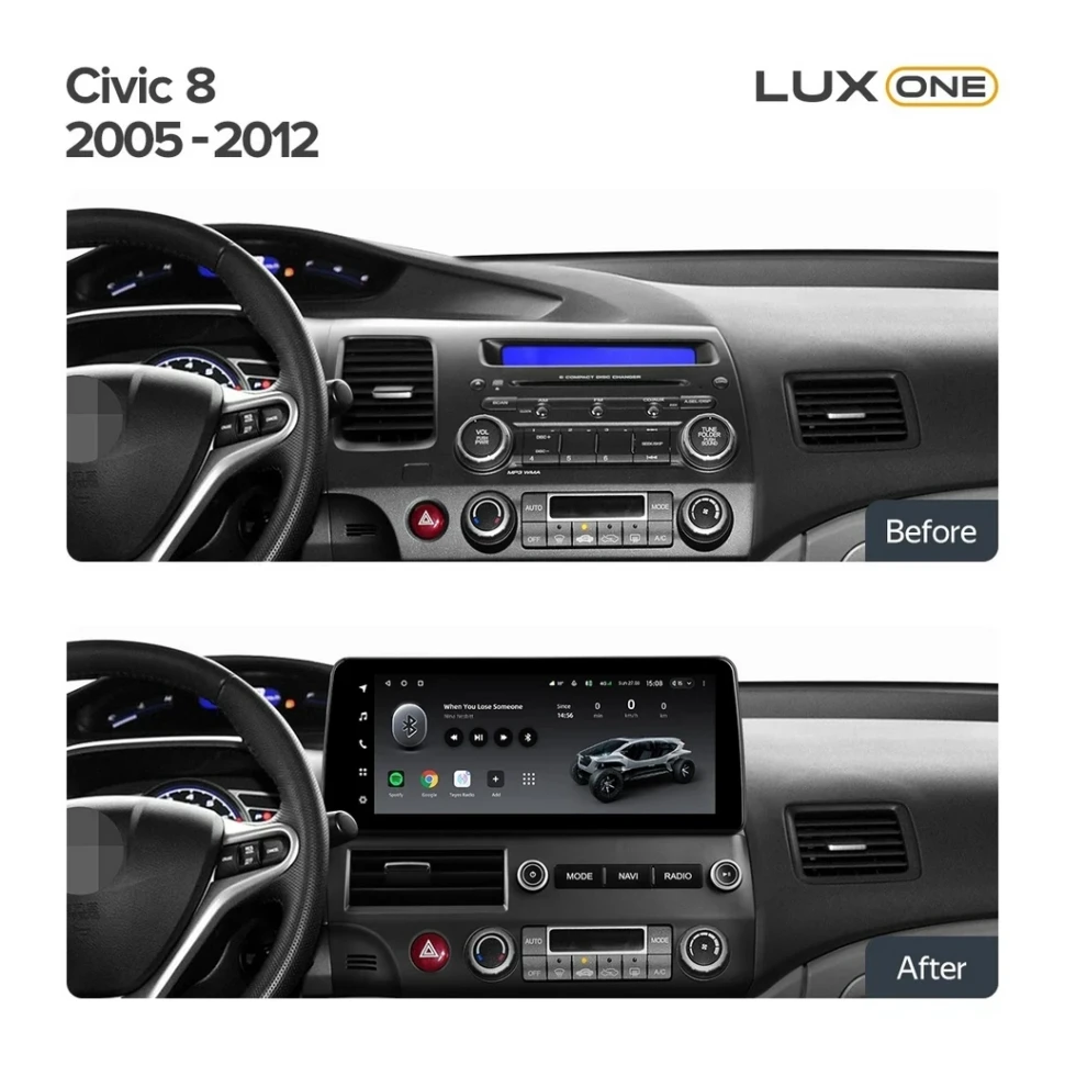 Переходная рамка Honda Civic 8 FK FN FD 2005-2012 (12,3")