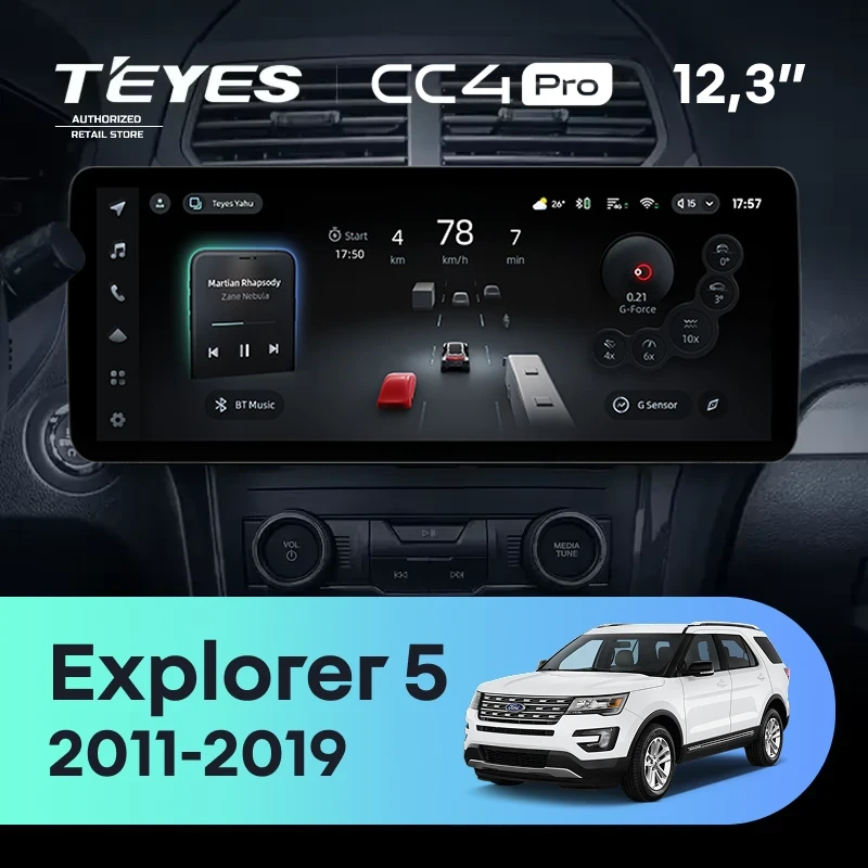 Штатная магнитола Teyes CC4 Pro 12.3" 8/128 Ford Explorer 5 (2011-2019)