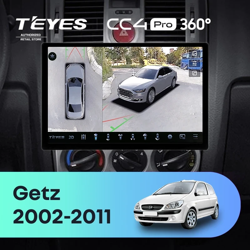 Штатная магнитола Teyes CC4 Pro 360 8/128 Hyundai Getz (2002-2011) F2 (13")
