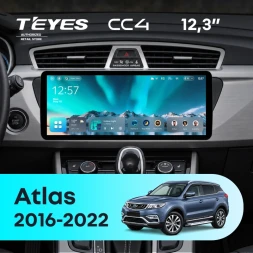 Штатная магнитола Teyes CC4 12.3" 8/128 Geely Atlas NL-3 (2016-2022) Тип-A