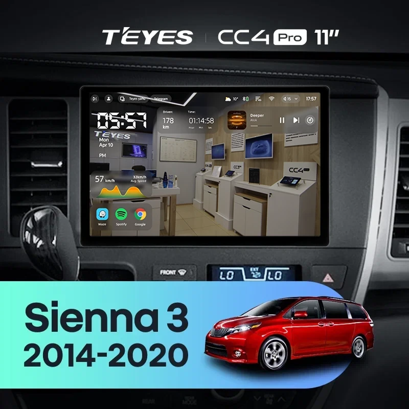 Штатная магнитола Teyes CC4 Pro 12/256 Toyota Sienna 3 XL30 (2014-2020) (11")