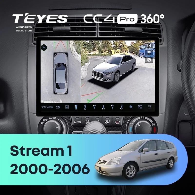 Штатная магнитола Teyes CC4 Pro 360 8/128 Honda Stream 1 (2000-2006) F1 (11")